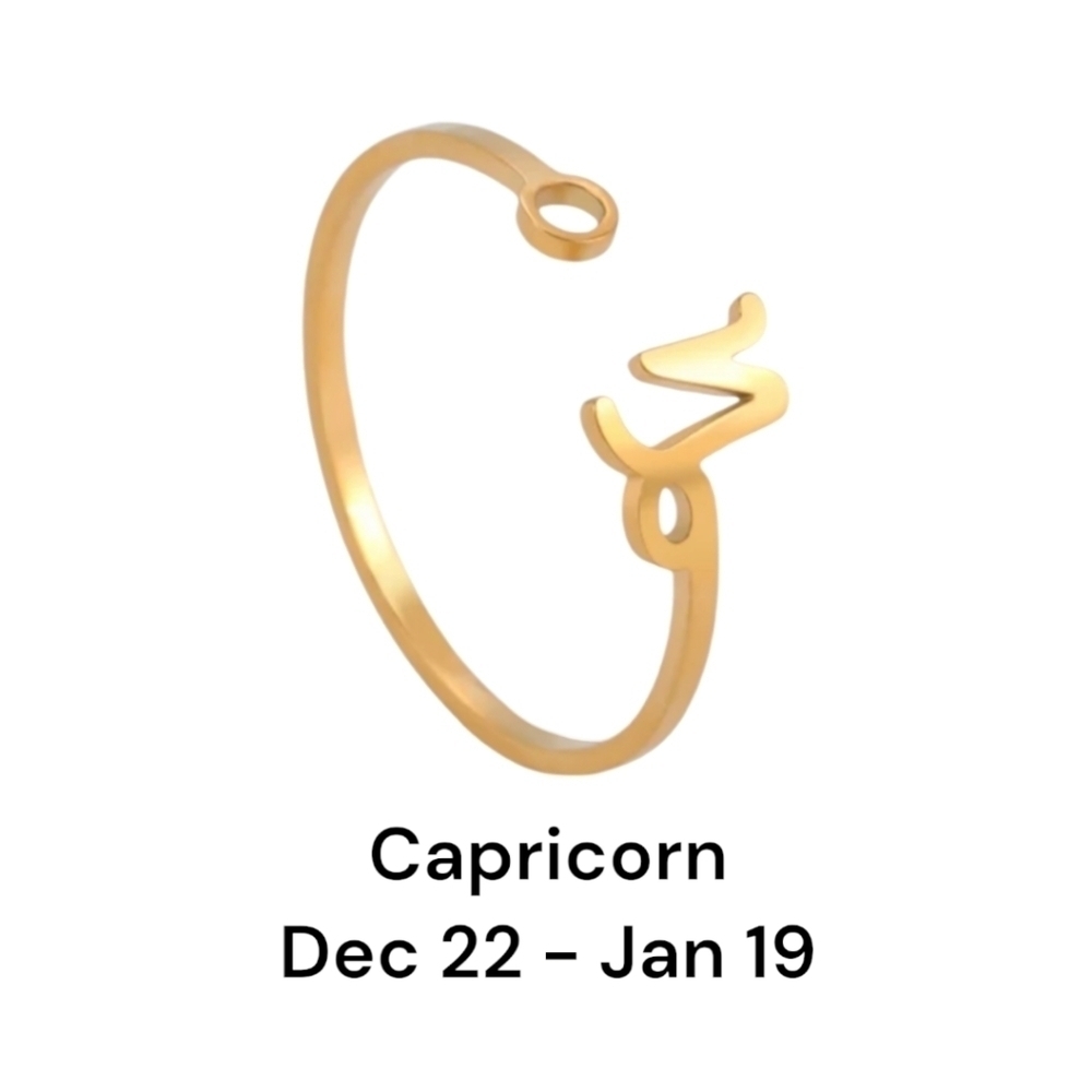 CAPRICORN Zodiac Constellation Stainless Steel Open Front Adjustable R…